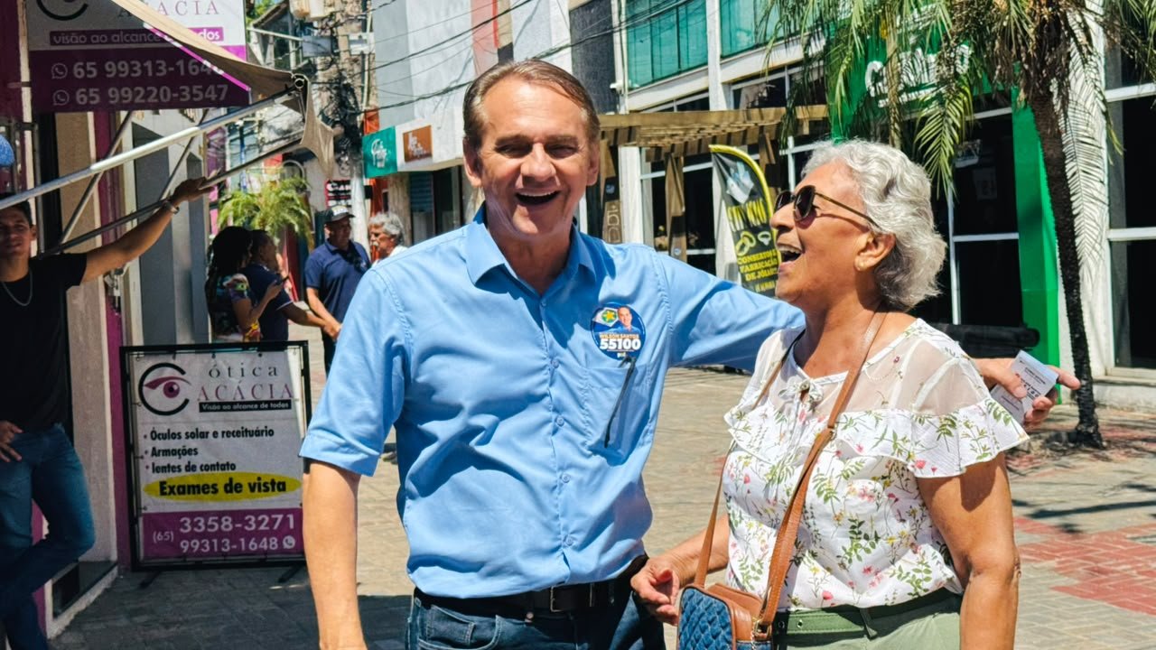 De jornaleiro a Deputado: Wilson Santos faz “arrastão” no centro de Cuiabá a um dia da eleição